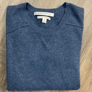 MAX STUDIO 100% Cashmere Crew Neck Sweater Womens Medium Blue Classic Preppy